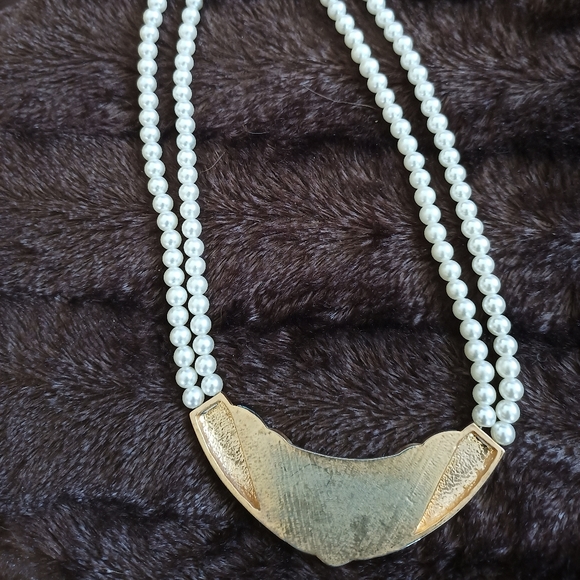 Vintage abalone faux pearl choker - Picture 4 of 6